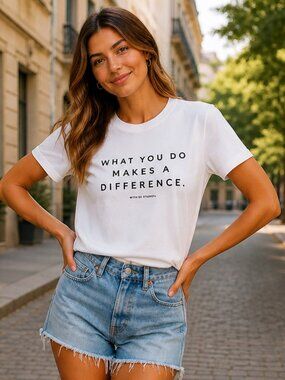 SOUL HONEY Quote White Graphic Tee L Large What You Do Makes A Difference Wisdom